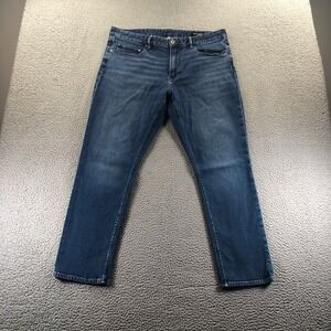 Bonobos Jeans Mens 38x30 Blue Straight Stretch Dark Wash Whiskers Denim